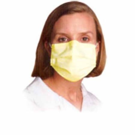 Precept Aspen Procedure Mask, Pleated Earloops, One Size Fits Most, Yellow, ASTM Level 1, Adult, 500PK 15110